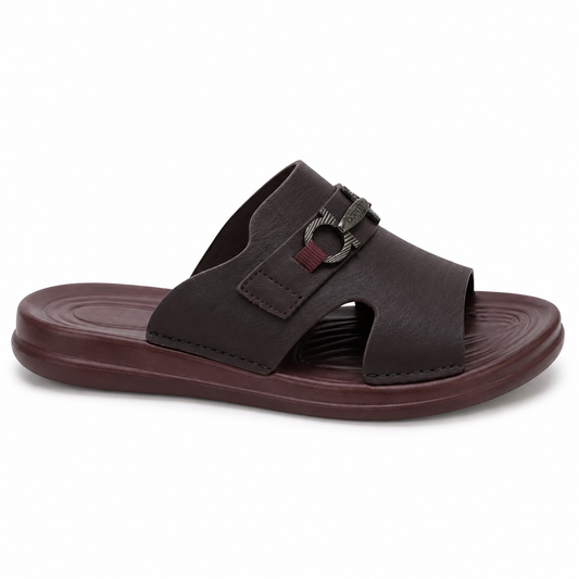 Men's Premium Leather-Textured Comfort Slides – Elegant Casual Slip-On Sandals