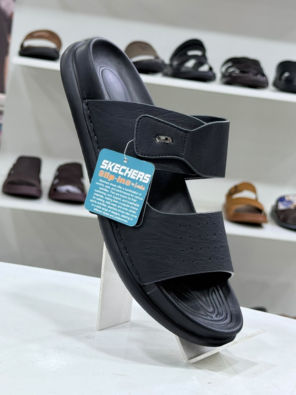 Skechers Men’s Premium Dual-Strap Comfort Slides – Lightweight Casual Black Sandals