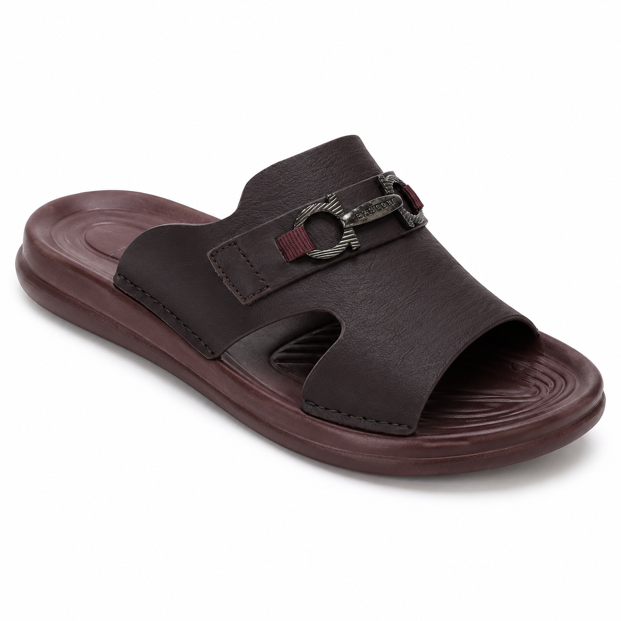Men's Premium Leather-Textured Comfort Slides – Elegant Casual Slip-On Sandals