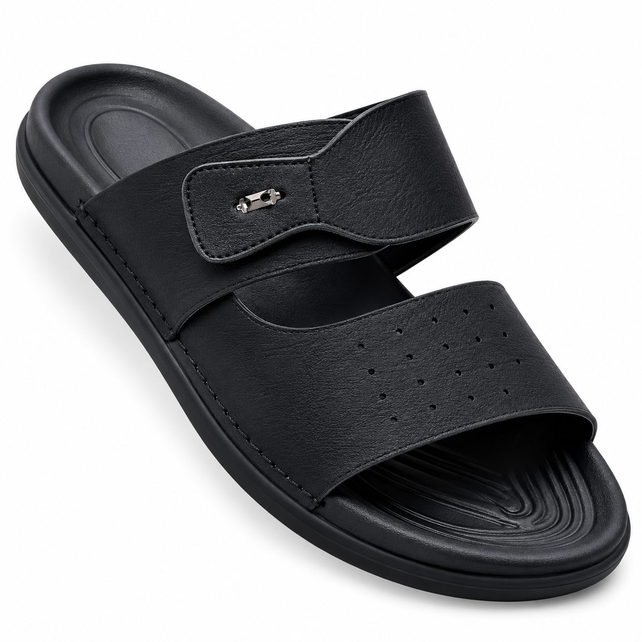 Skechers Men’s Premium Dual-Strap Comfort Slides – Lightweight Casual Black Sandals