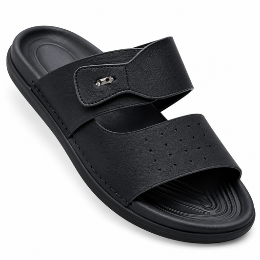 Skechers Men’s Premium Dual-Strap Comfort Slides – Lightweight Casual Black Sandals
