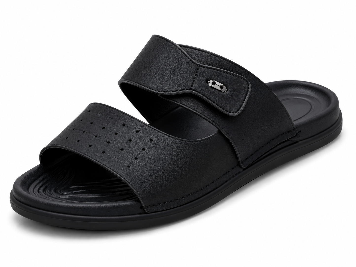 Skechers Men’s Premium Dual-Strap Comfort Slides – Lightweight Casual Black Sandals