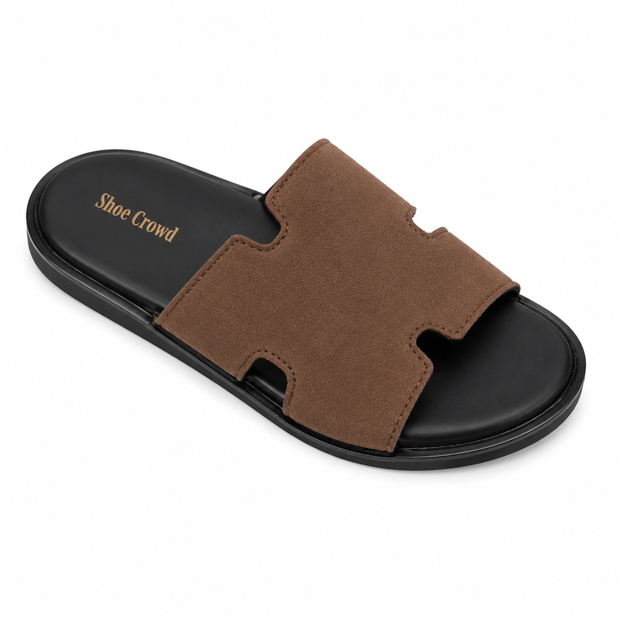 Shoe Crowd Men’s Premium Suede H-Strap Slides – Luxury Casual Slip-On Sandals