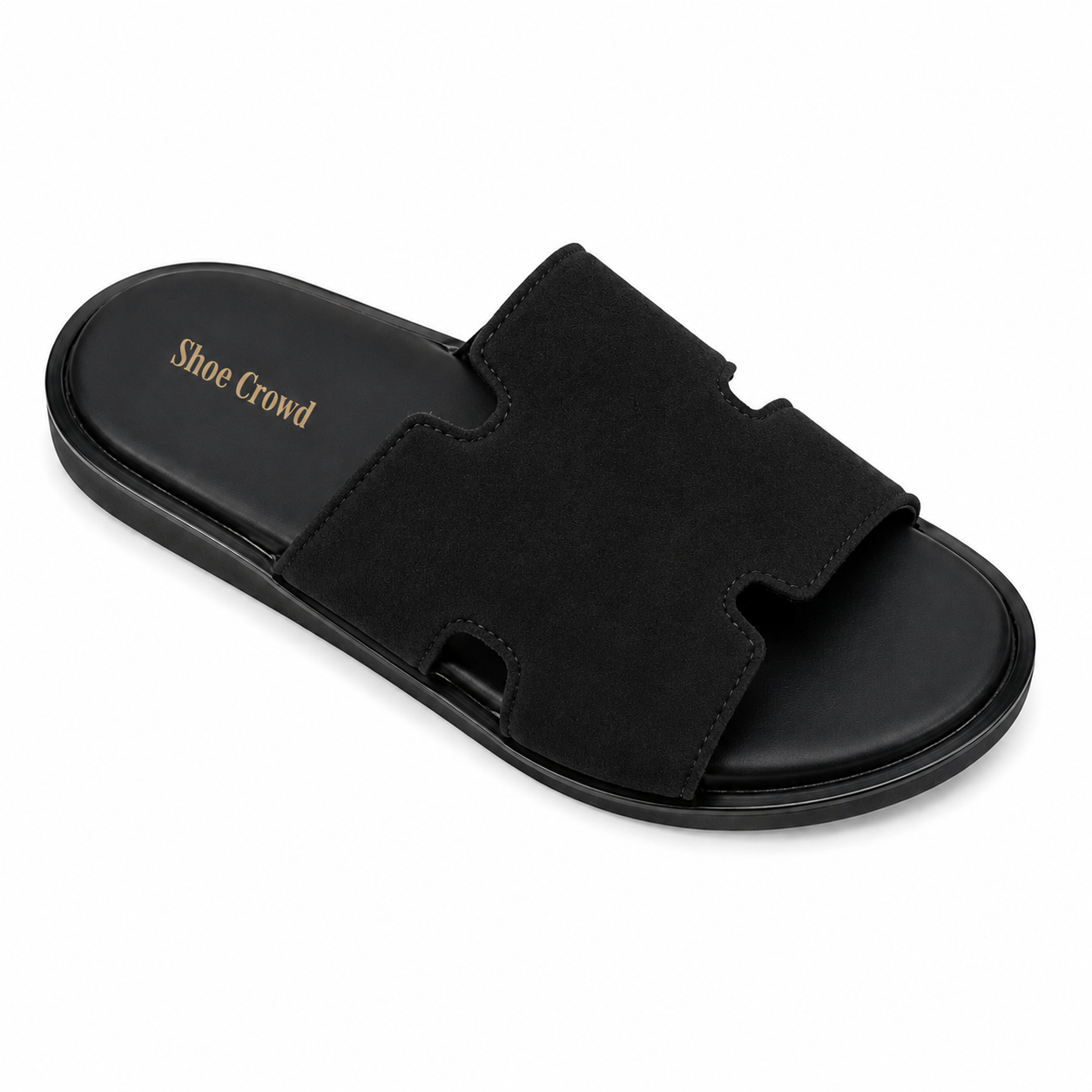 Shoe Crowd Men’s Premium Suede H-Strap Slides – Luxury Casual Slip-On Sandals